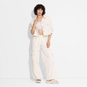 Wild Fable - Women's Mid-Rise Wide Leg Cargo Pants - Wild Fable Off-White